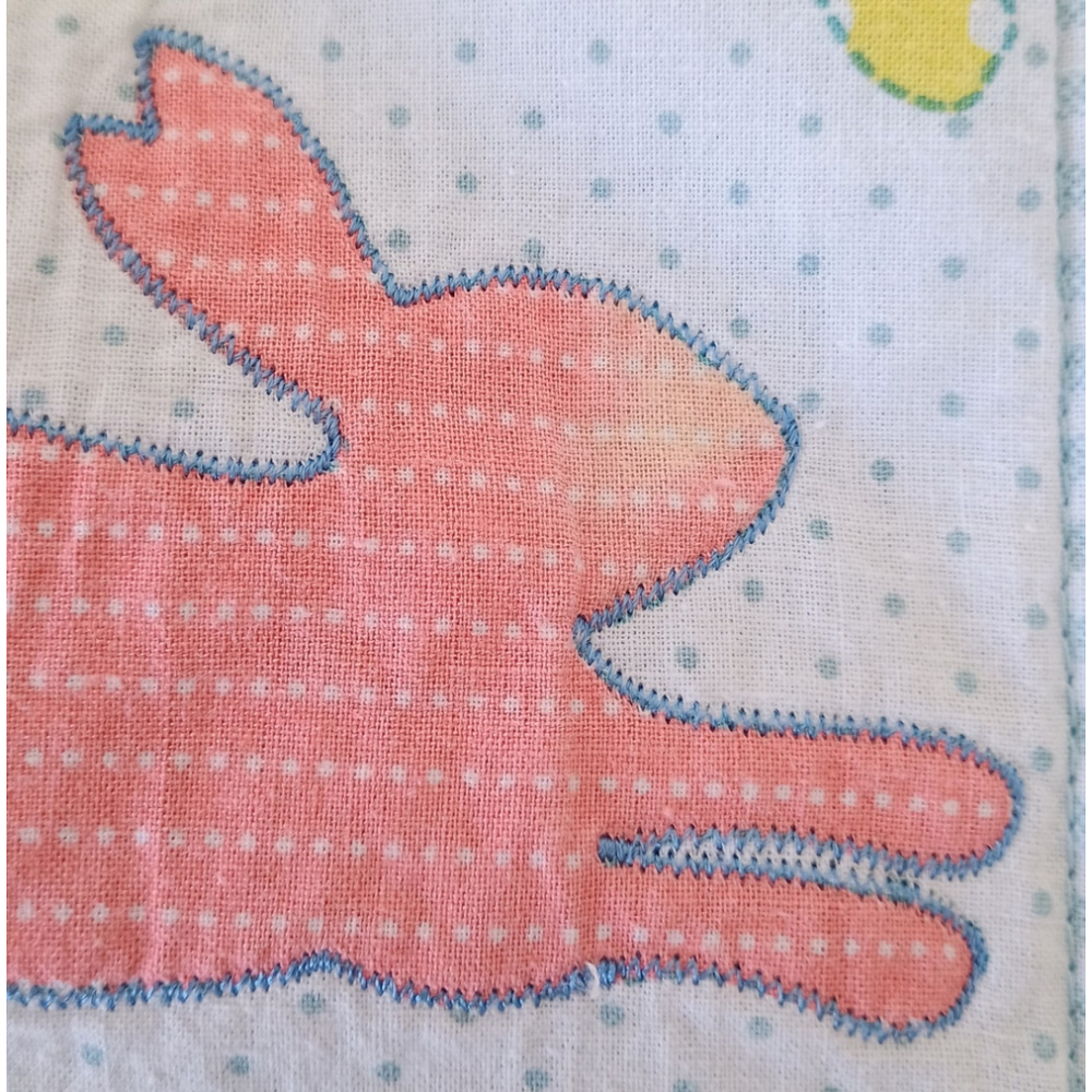 Set Of 4 Blossoms & Blooms? All Over Bunny Rabbit Blue Gingham Spring Placemats - Picture 6 of 8